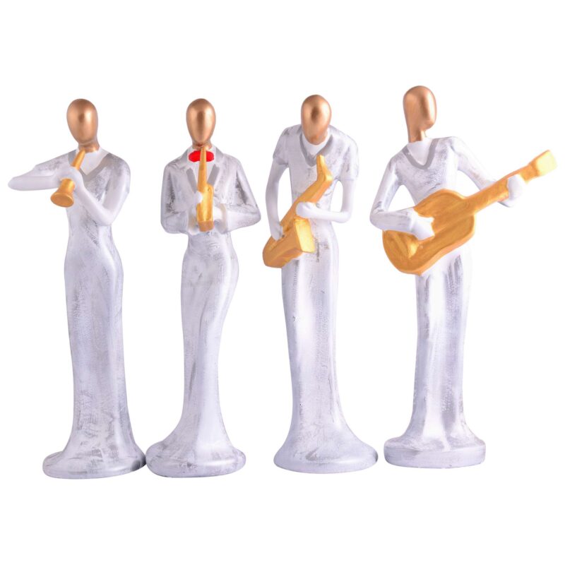 Modern metal musician golden white statue Resin figurine Contemporary art Music decor Metal sculpture, Modern home decor, Musician gift - Image 2