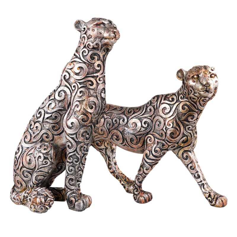 Panther Animal Showpiece Antique Sculpture for Home Decor Showpiece Figurine (Set Of 2) - Image 2