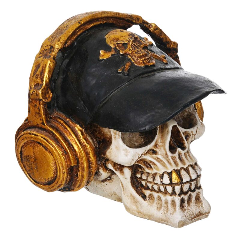 India Resin Craft Statues for Decoration Skull Wearing Headphones Music Bar Decoration Creative Skull. - Image 4