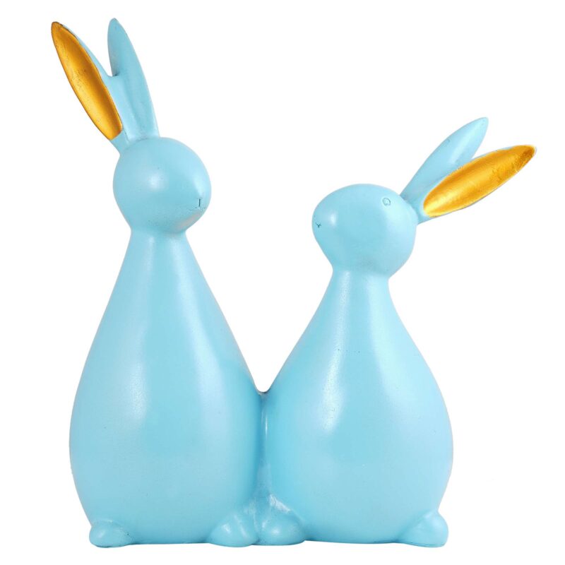 Rabbit Cute Pair Statue for Home Decor Showpiece | Kids Room Decorative Showpiece (Sky Blue) - Image 2