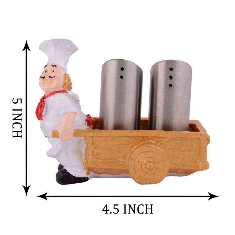 Resin Chef Figures Decorative Ornaments,Kitchen Decor,Cook Caf? Bar Statue, French Chef Figurines with Tray Message Board-1 - Image 2