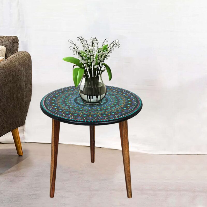 Wooden Round Side Table | Epoxy End Table | Coffee Table | Mid Century Modern Resine | Living Room Furnitur - Image 3