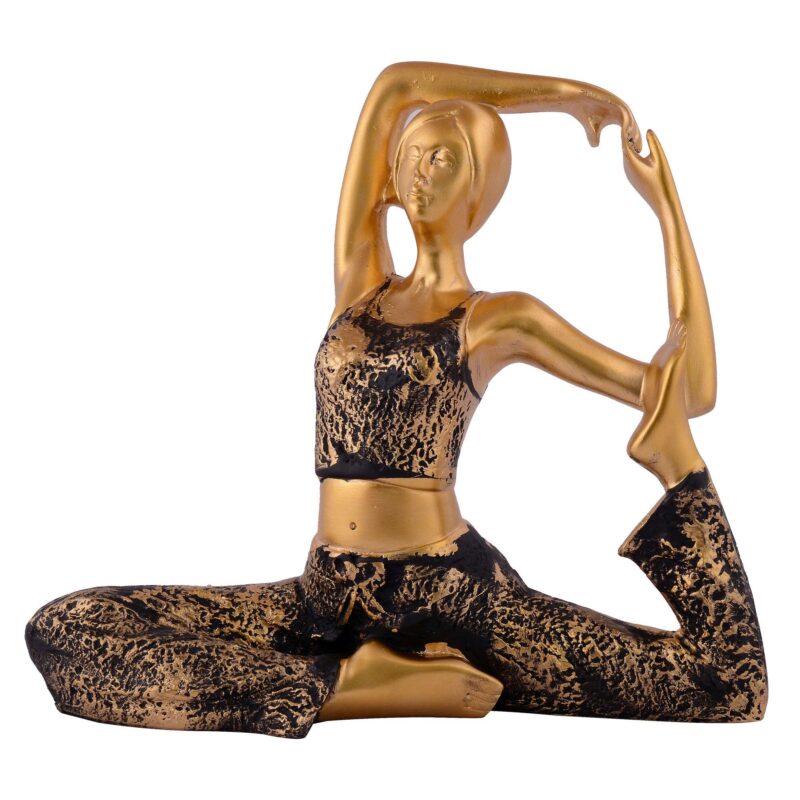 Suitable for home decor Yoga Posture Lady Statue Idol for Home Yoga Statue admirable piece of gift (golden) - Image 3