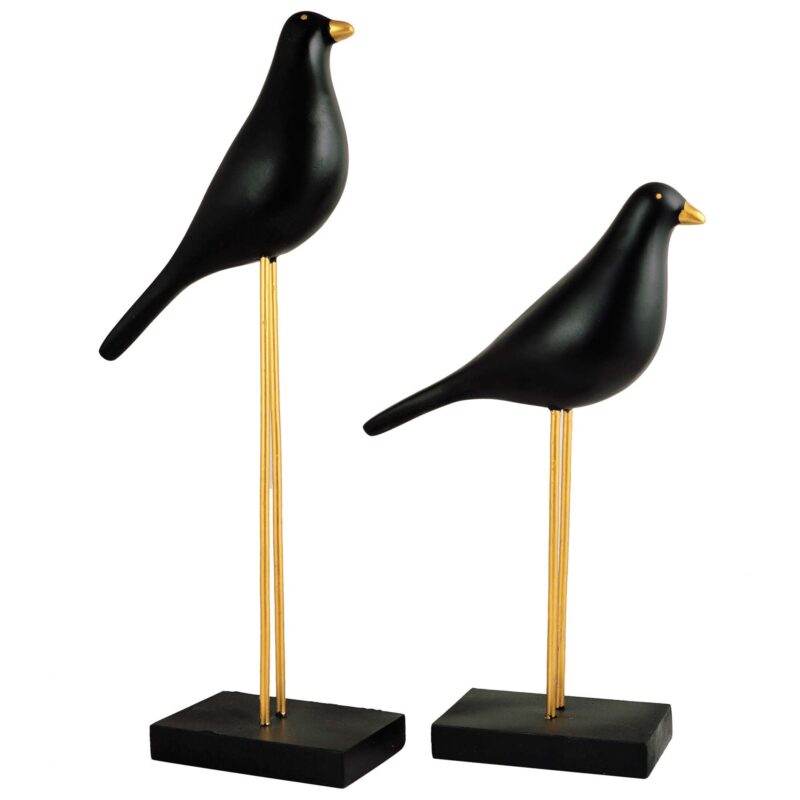 Sparrow Bird Home Decor showpiece on Iron Stand (Black Golden) - Image 3