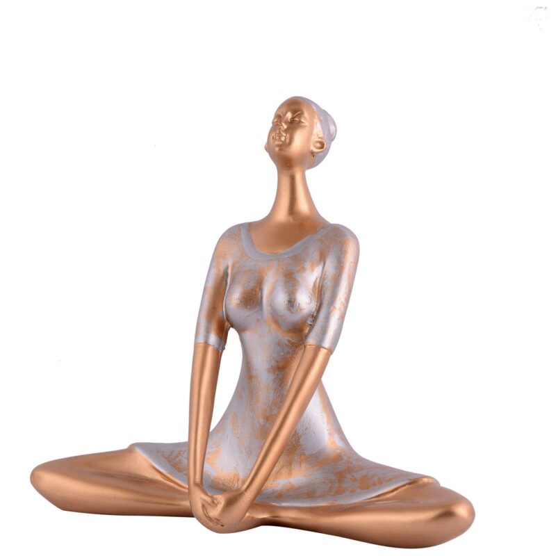 Suitable for home decor Yoga Posture Lady Statue Idol for Home Yoga Statue admirable piece of gift (Golden) - Image 4