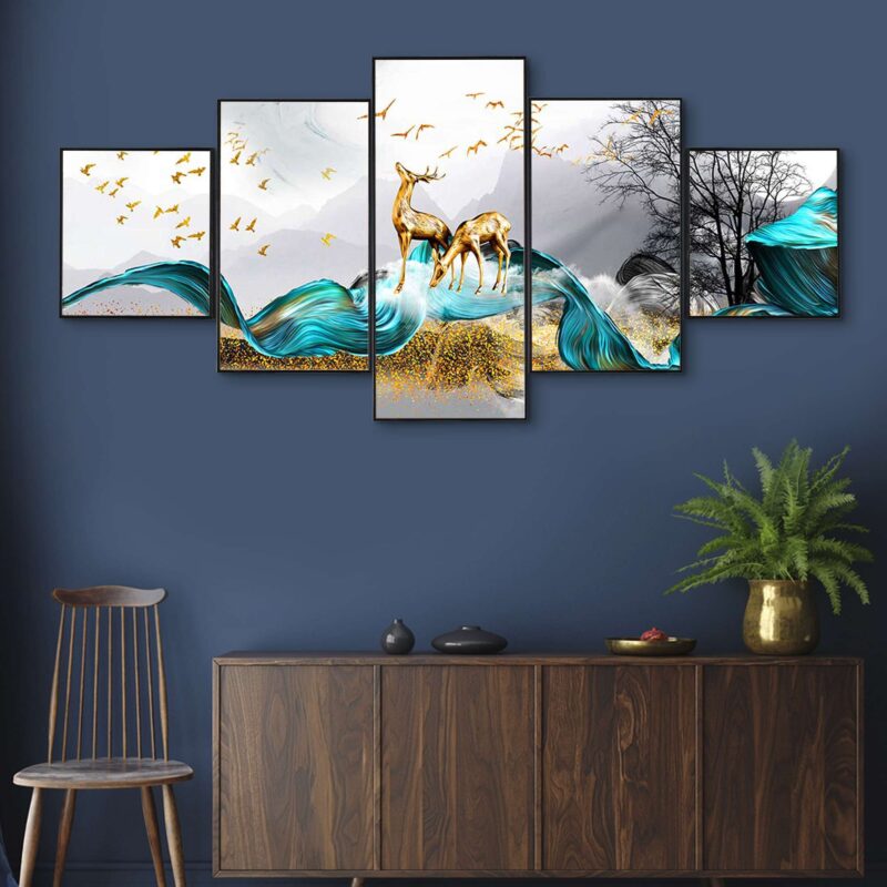 Set Of Five Framed Digital Wall Painting